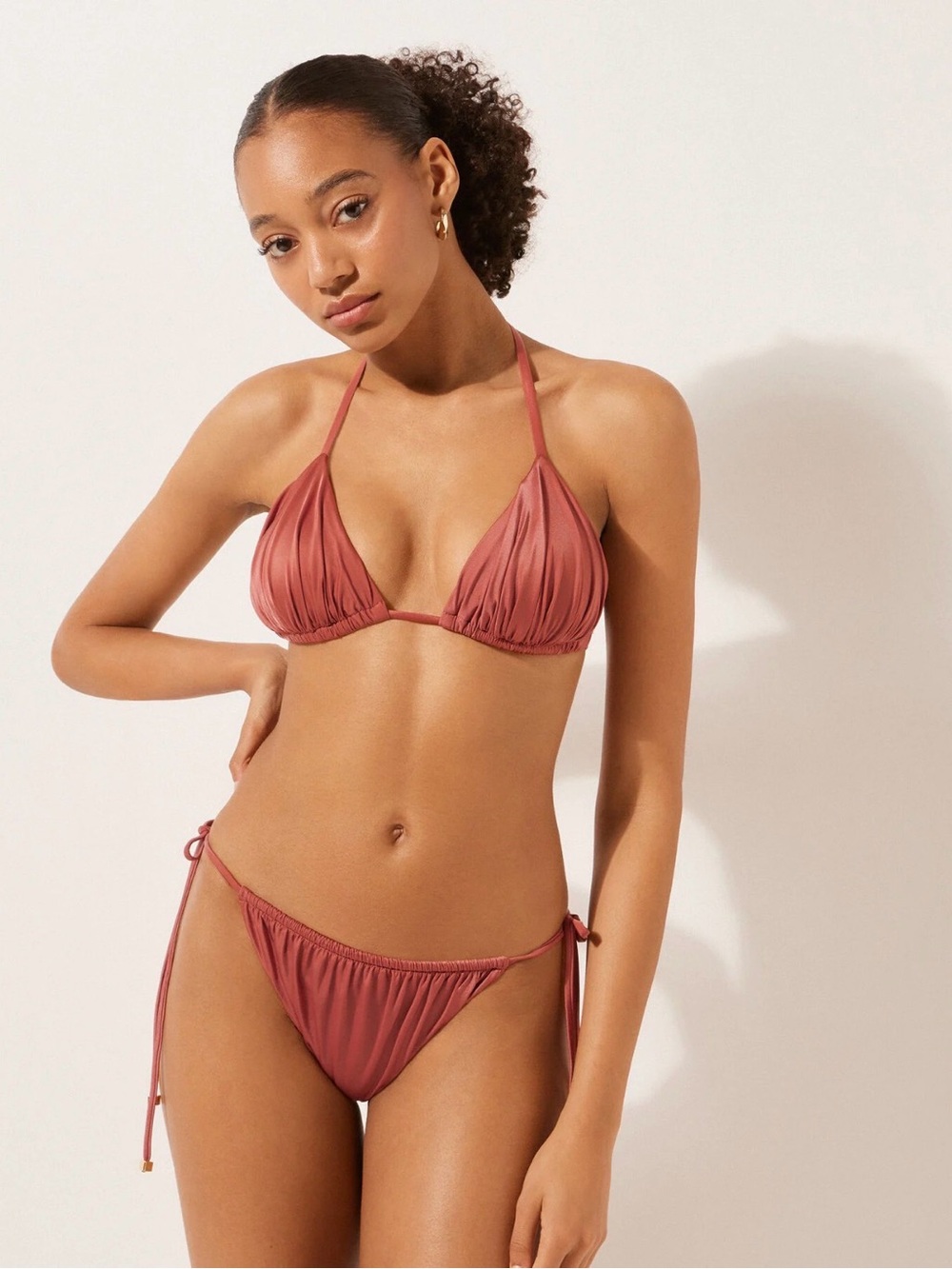 Calzedonia Shiny Satin Removable Padding Triangle Swimsuit Top and bottom